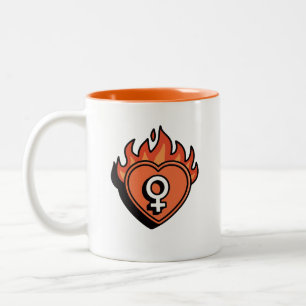 2 Couleurs Tasse à café bicolore symbole féministe Cœur enfla