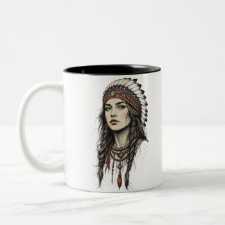 2 Couleurs Tasse à café bicolore Tribal Queen Wild Soul