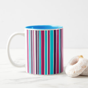 2 Couleurs Tasse à café bicolore violette rayée rose et viole