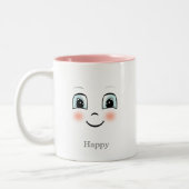 2 Couleurs Tasse à café blanche Two-Tone avec visage heureux (Gauche)