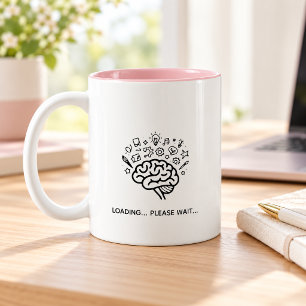 2 Couleurs Tasse à café chargement du cerveau drôle veuillez