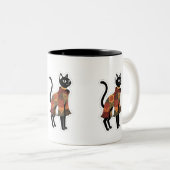 2 Couleurs Tasse à café chat noir patchwork bohème (Devant droit)