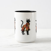 2 Couleurs Tasse à café chat noir patchwork Boho (Centre)