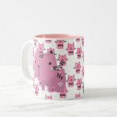 2 Couleurs Tasse à café Chats Roses (Devant gauche)