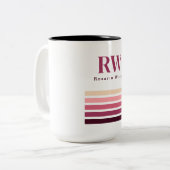 2 Couleurs Tasse à café Chic Rétro Rayures Monogramme (Devant gauche)