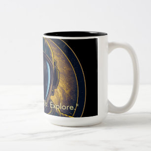 2 Couleurs Tasse à café circulaire vectorielle astronaute Gal