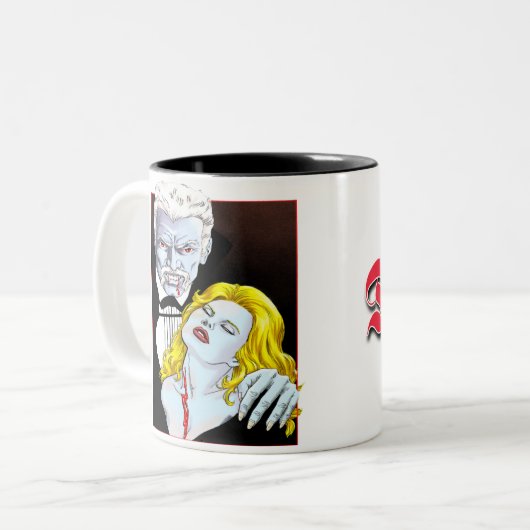 2 Couleurs Tasse à café design Dracula V1 (Devant gauche)