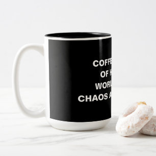 2 Couleurs Tasse à café drôle minimaliste noir et blanc avec
