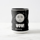 2 Couleurs Tasse à café drôle visage de lune "Wow" (Centre)