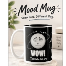 Tasse à café drôle visage de lune "Wow"