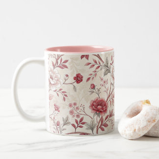 2 Couleurs Tasse à café élégante à motif floral de rose vinta