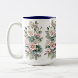 2 Couleurs Tasse à café en art floral élégant