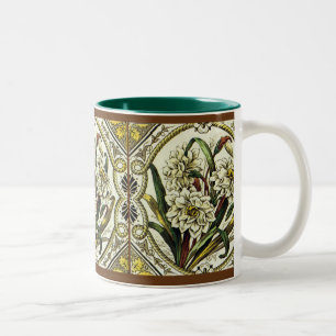 2 Couleurs Tasse à café en faux carrelage floral antique Narc