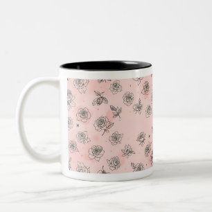 2 Couleurs Tasse à café floral à deux tons