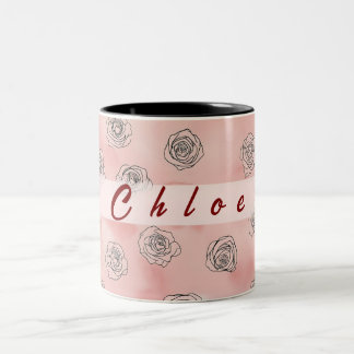 2 Couleurs Tasse à café floral personnalisable en deux tons.