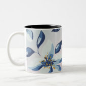 2 Couleurs Tasse à café florale bleue. (Gauche)