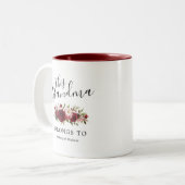 2 Couleurs Tasse à café florale bordeaux grand-mère tendance (Devant gauche)