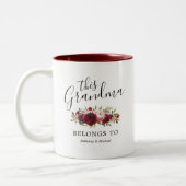 2 Couleurs Tasse à café florale bordeaux grand-mère tendance (Gauche)