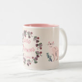 2 Couleurs Tasse à café florale rose | Cadeau céramique migno (Devant droit)