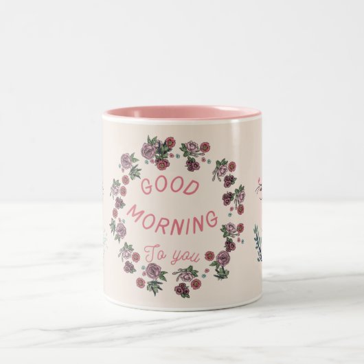 2 Couleurs Tasse à café florale rose | Cadeau céramique migno (Centre)