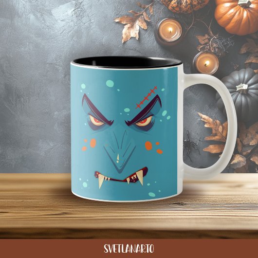 2 Couleurs Tasse à café Halloween Blue Grumpy Vampire