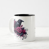2 Couleurs Tasse à café Halloween Raven (Devant gauche)