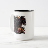 2 Couleurs Tasse à café Halloween Raven (Devant gauche)