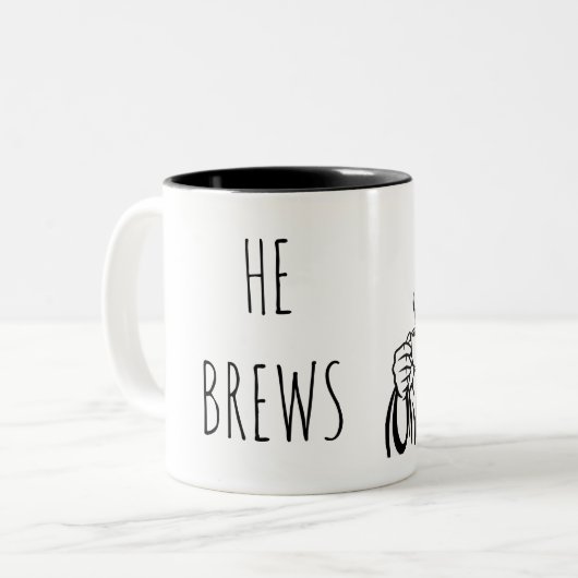 2 Couleurs Tasse à café 'Il brasse' 325 ml. (Devant gauche)