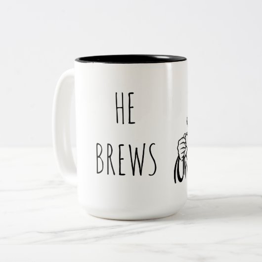 2 Couleurs Tasse à café 'Il prépare le café' 45 cl. (Devant gauche)