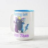 2 Couleurs Tasse à café kitty à deux tons "Good Vibes" (Devant gauche)