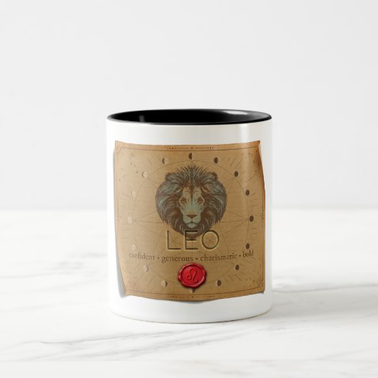 2 Couleurs Tasse à café - Lion - Zodiaque (Centre)