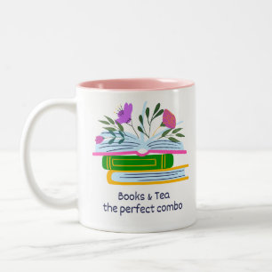 2 Couleurs Tasse à café « Livre et thé, le combo parfait ».