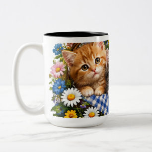 2 Couleurs Tasse à café Mignonne Chatonne aux Fleurs Adorab