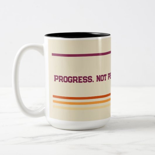 2 Couleurs Tasse à café Motivation Rétro – Progrès et non Per (Gauche)
