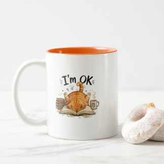 2 Couleurs Tasse à café orange humour chat orange lisant