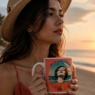 2 Couleurs Tasse à café orange rétro Just Breathe & Dream
