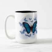 2 Couleurs Tasse à café - Papillon Bleu (Gauche)