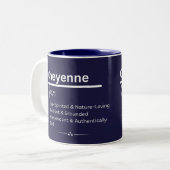 2 Couleurs Tasse à café personnalisée avec le nom Cheyenne et (Devant gauche)