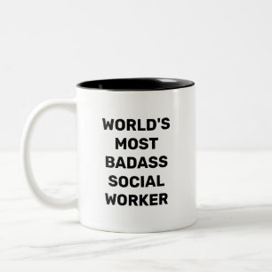 2 Couleurs Tasse à café pour travailleur social le plus badas