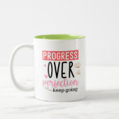 2 Couleurs Tasse à café « Progrès plutôt que perfection » (Gauche)