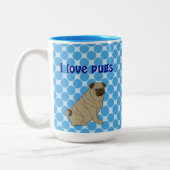 2 Couleurs tasse à café pug (Gauche)