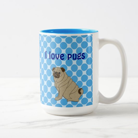 2 Couleurs tasse à café pug (Droit)