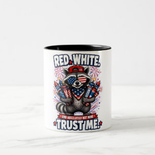 2 Couleurs Tasse à café Raton laveur Feux d'artifice 14 juill