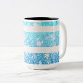 2 Couleurs Tasse à café rayée de neige scintillante (Devant droit)