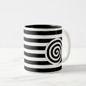 2 Couleurs Tasse à café rayée noir et blanc en spirale (Devant droit)