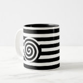 2 Couleurs Tasse à café rayée noir et blanc en spirale (Devant gauche)