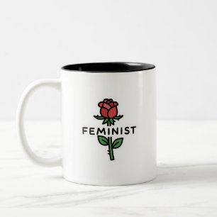 2 Couleurs Tasse à café rose bicolore féministe minimaliste