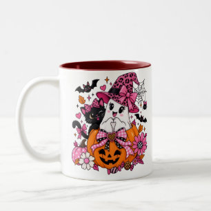 2 Couleurs Tasse à café rose pâle et effrayante pour Hallowee