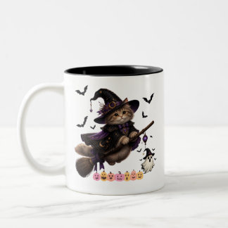 2 Couleurs Tasse à café sorcière chat d'Halloween