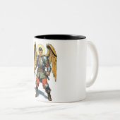 2 Couleurs Tasse à café St Michel de style BD Rétro (Devant droit)
